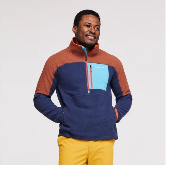 Cotopaxi Men’s Small Abrazo Half-Zip Fleece Jacket Blue Rust Brown NWT - Picture 6 of 7